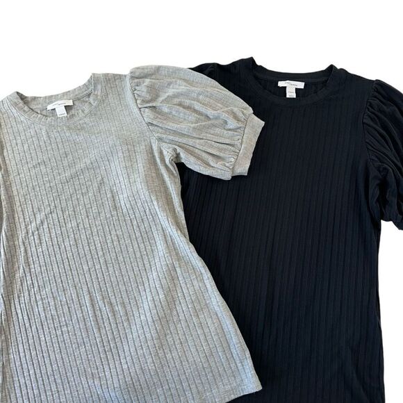 Daily Ritual Bundle of 2 Ribbed Puff Sleeve Stretch Tee, XS - Picture 1 of 12